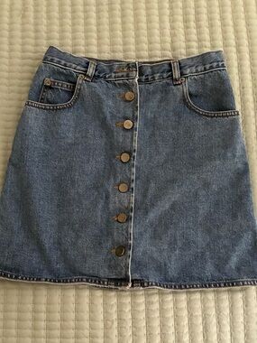 ASOS Button-Front Denim Mini A-Line Skirt